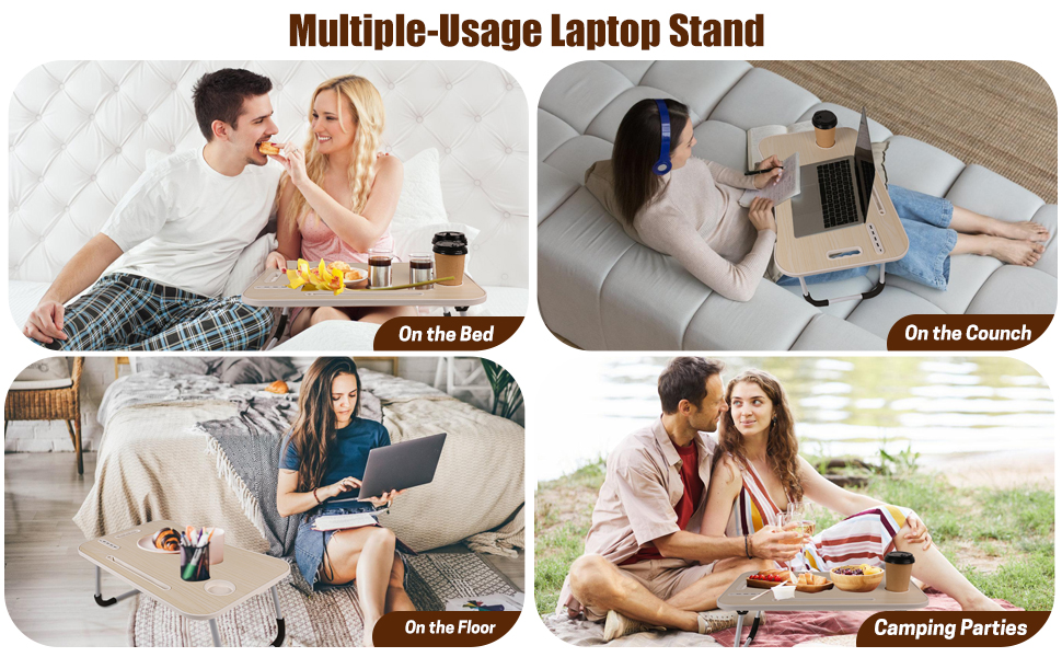 Portable lap desk on a bed