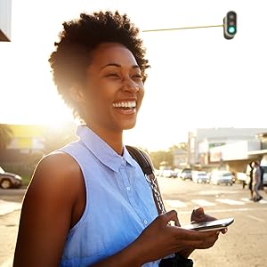 Girl in light blue outside 