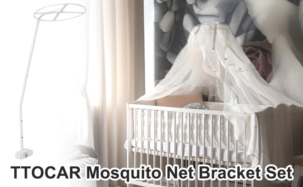 Steel Mosquito Net Bracket, Adjustable Lightweight Clip-on Bracket for Crib Canopy