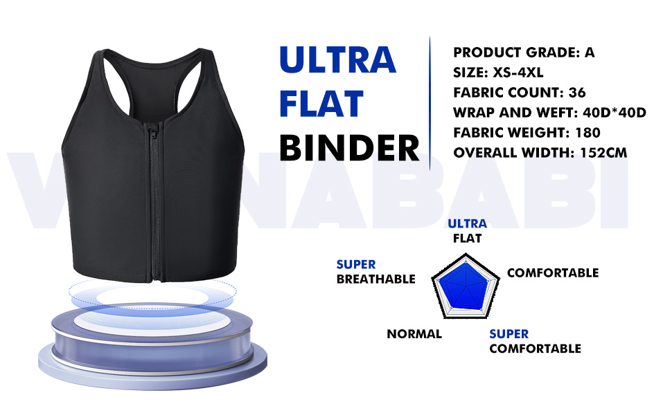 Chest Binder for Transgender, Binder Trans with Zipper Half Length Tank
