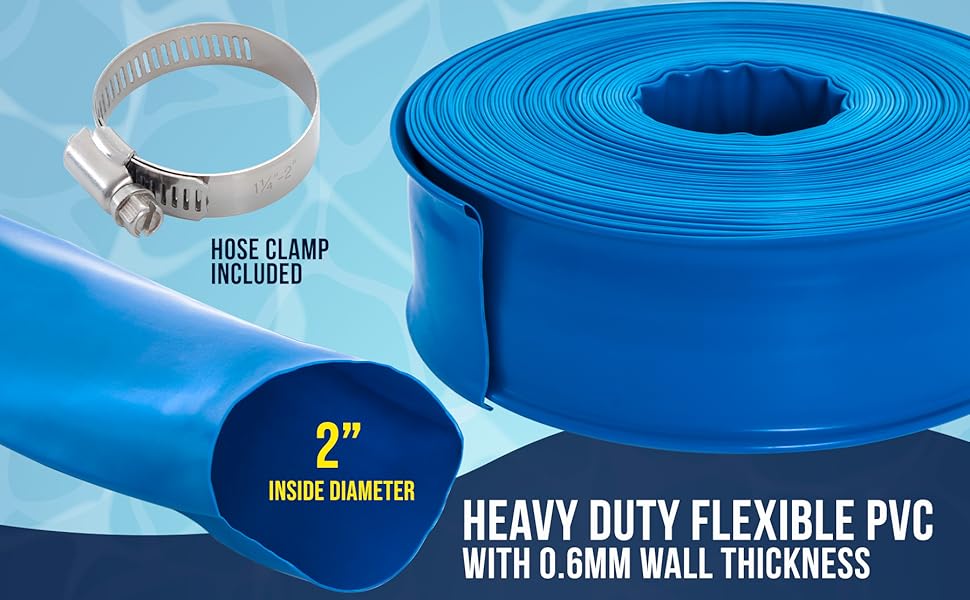 Heavy-Duty 2"x100' Pool Backwash Hose - Flexible Drainage for Sump Pumps, Inground Pools, Filters