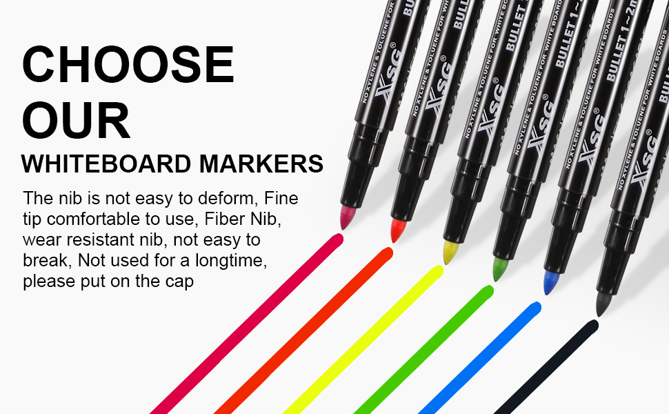 Dry Erase Markers Fine Tip, 12 Colors Whiteboard Markers with