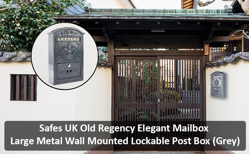 Safes uk Old Regency Elegant Large Metal Post Box Wall mounted with