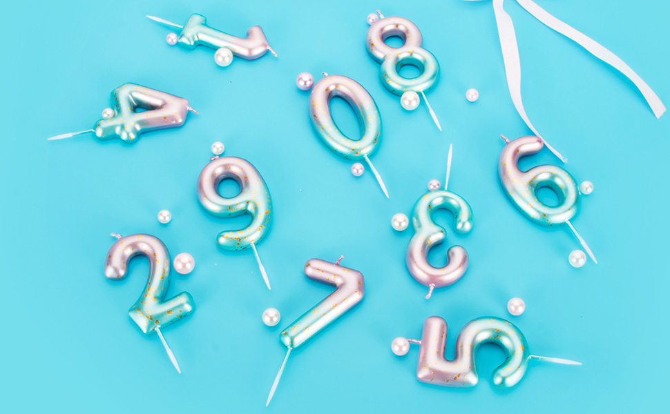 Birthday Candles Gradient Colors Number Candle, Cake Topper Decoration for Kids