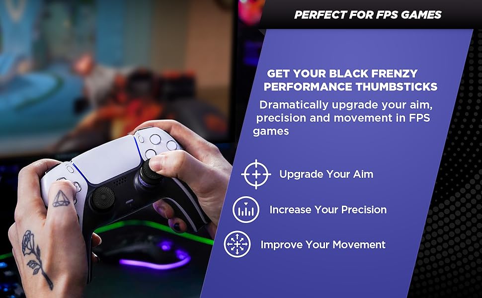 Kontrolfreek Frenzy Black Performance Thumbsticks FPS Playstation Xbox
