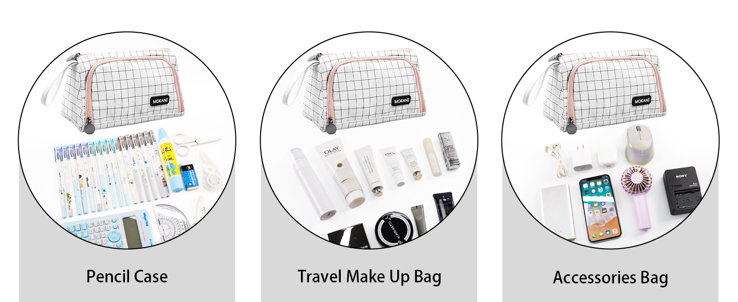 Mokani Large Capacity Pencil Case Organizer, Canvas Pen Pencil Pouch