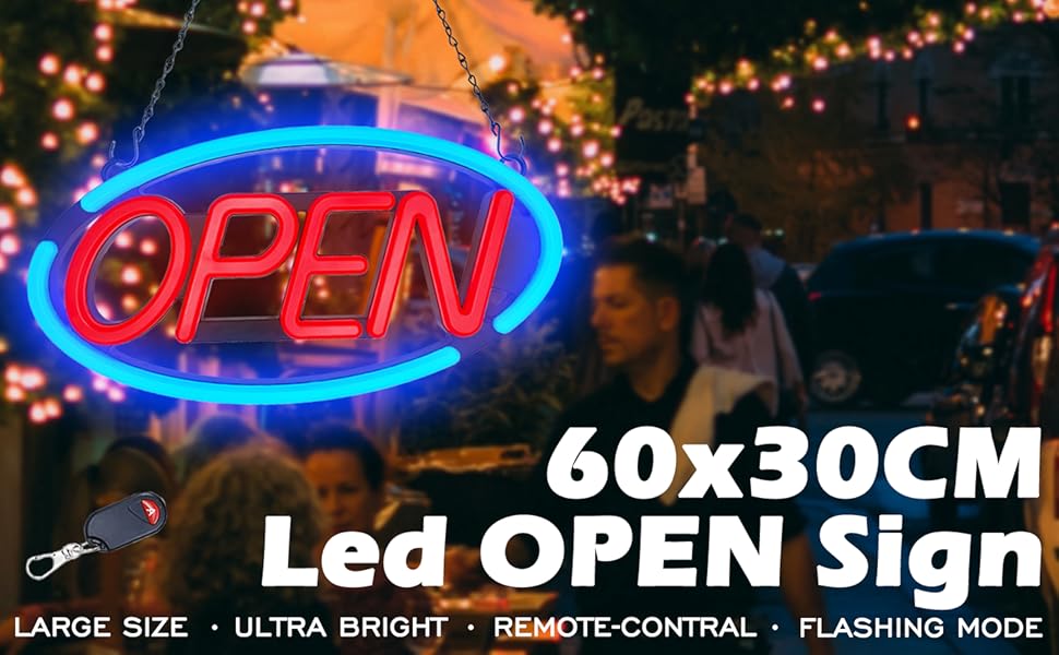 Large LED Open Sign,24x12 inch Bright Open Sign for Business with Remote Control