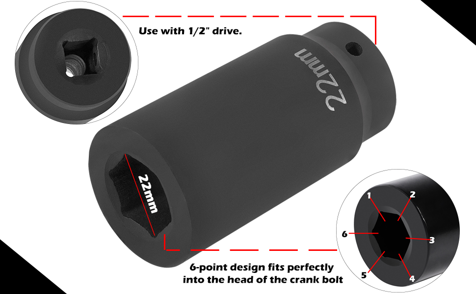 77110 22mm Harmonic Balancer Socket Tool Crank Bolt Socket