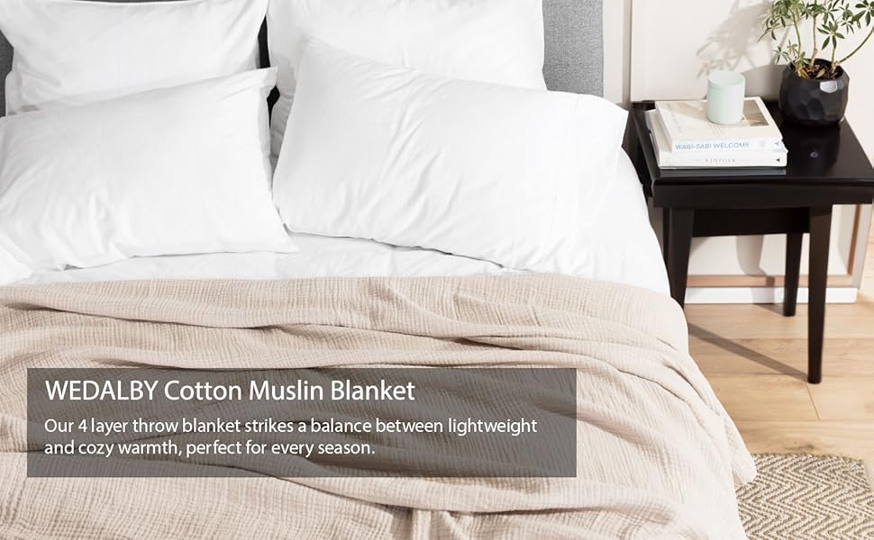 wedalby Muslin Throw Blanket (Light Blue, Twin) Home