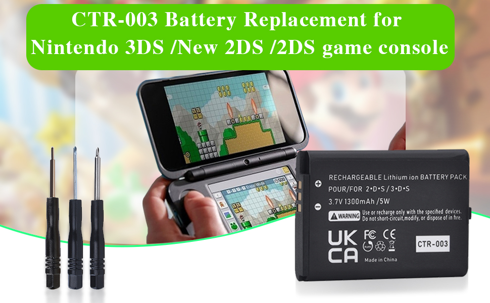 3ds、カセット Amazon.com: Tectra 1300mAh CTR-003 CTR003 Battery Compatible