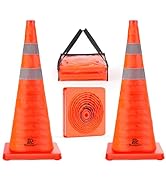 RoadHero 28 Inch 2 Pack Collapsible Traffic Safety Cones, Multi Purpose Pop-up Cones with Reflect...