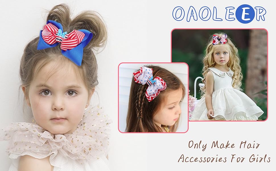 4th of July Hair Bows Clips