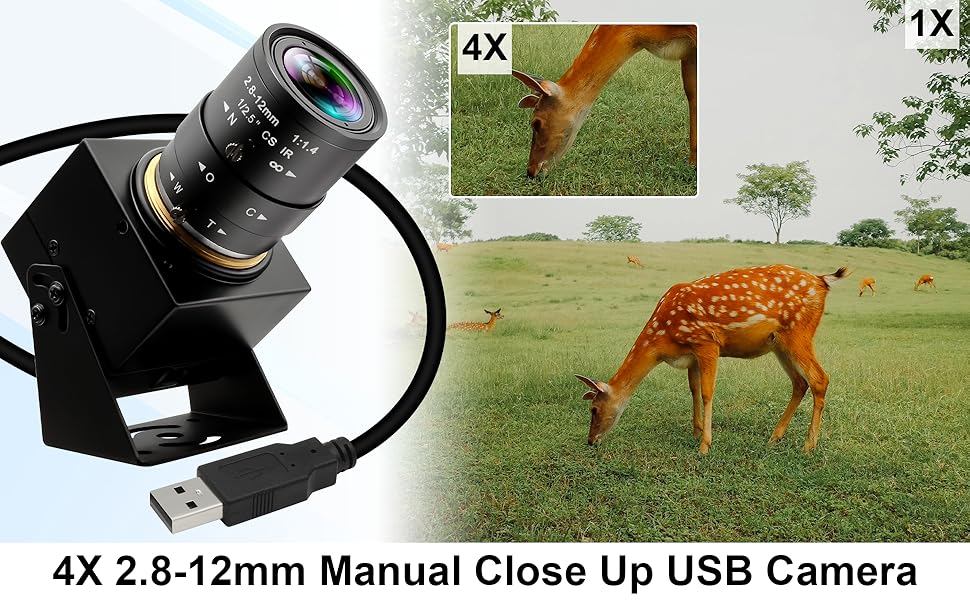 Amazon.co.jp: ELP 4 K USB Webカメラ5 X手動光学ズームカメラ