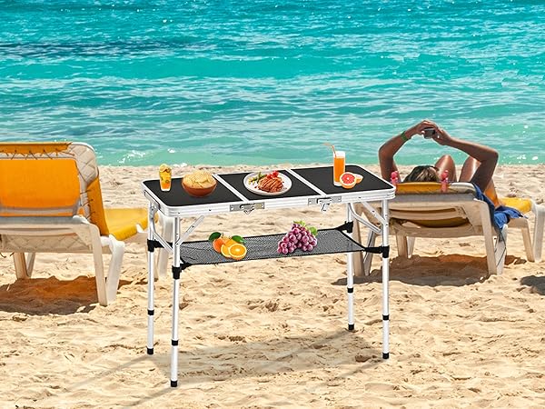 Amazon.com: YihuiKo Tri-fold Folding Picnic Table, 3ft