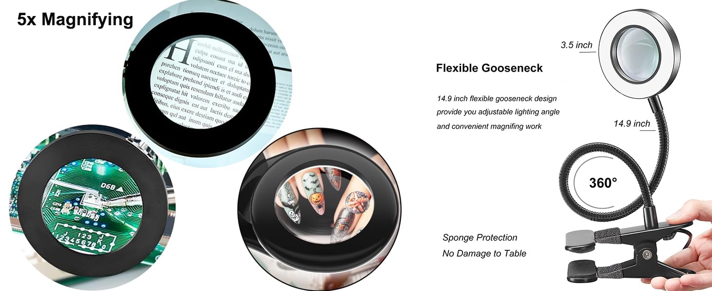 desk magnifying glass with light