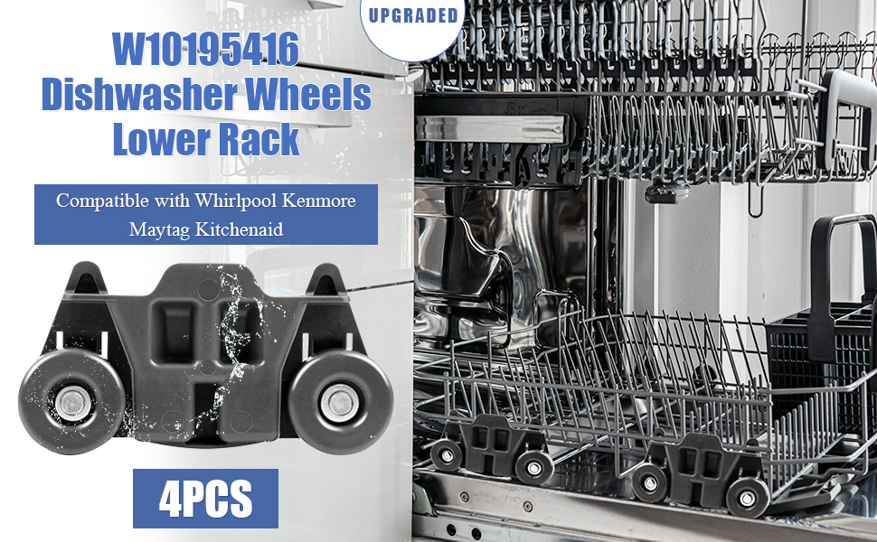 Dishwasher Wheels Lower Rack Upgraded Compatible for