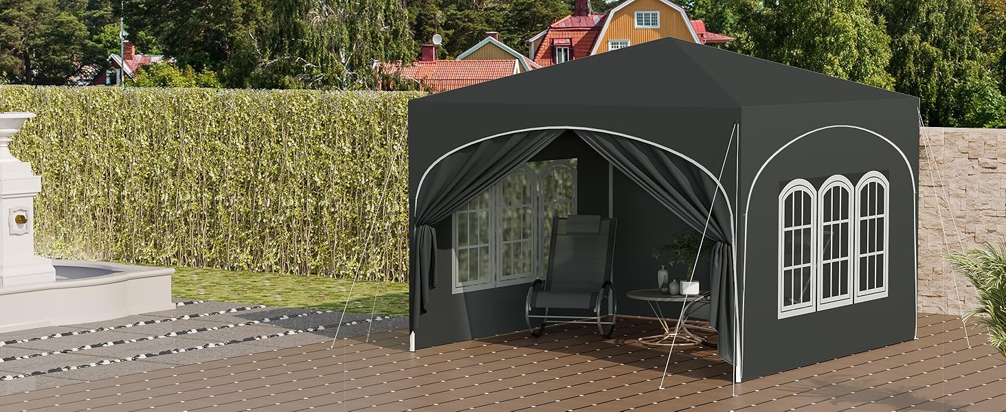 WOLTU Gazebo Pieghevole Da Giardino. Gazebo Impermeabile Pop Up Da 3x3m Con Pannelli Laterali. Tendone Da Esterno. Altezza Regolabile. Protezione UV. Con Custodia Verde 10 PVL