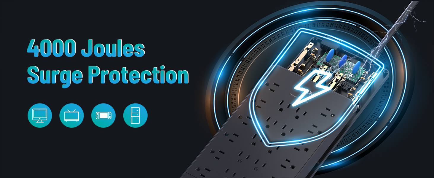 4000 joules high rating surge protector power strip