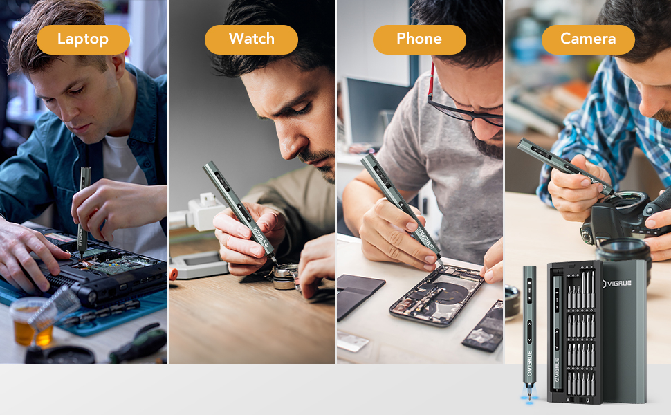 VIGRUE Electric Screwdriver with Display, Mini Cordless Precision Screwdriver Set