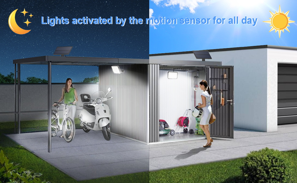 Solar Motion Sensor Lights Solar Lights Outdoor [Day&Night Mode], Solar