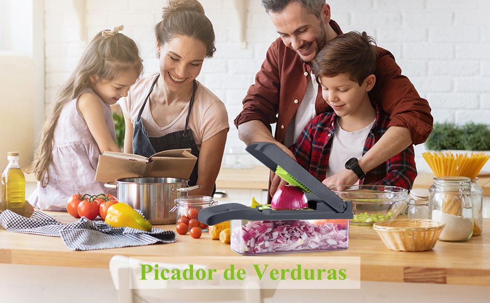 Picador de Verduras, Cortador de Verduras Multifuncional 12 en 1, con 6 ...