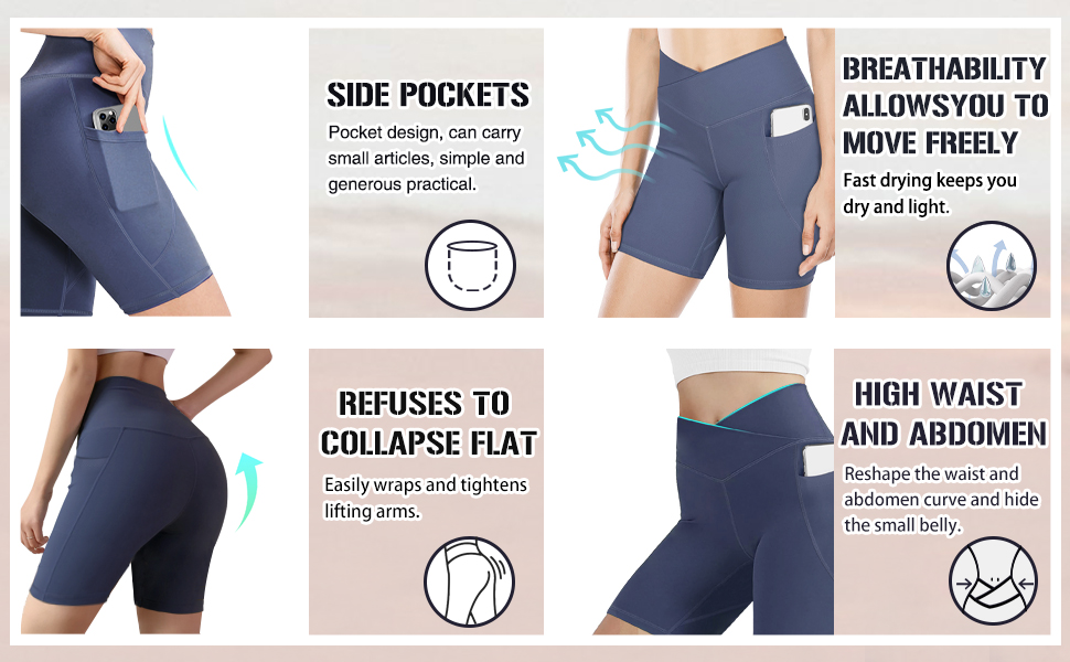 The high-waisted workout shorts are made of buttery soft fabric