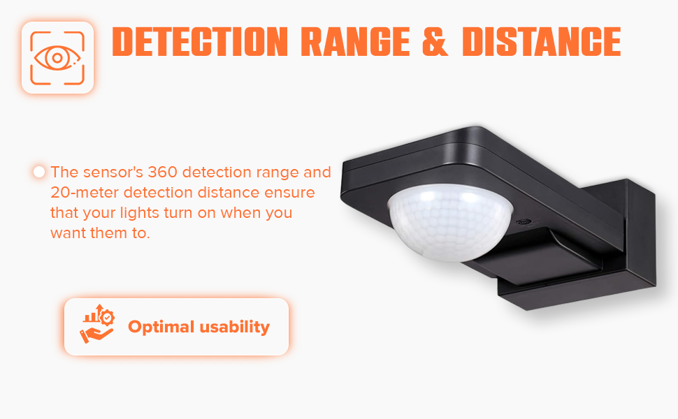 UKEW Outdoor Black IP65 360° Degree Dual Mount Wall or Ceiling PIR