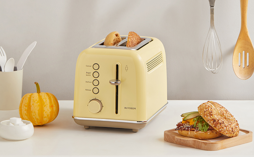 BUYDEEM DT620E Retro Toaster 2 Slices,Stainless Steel,7 Browning Levels