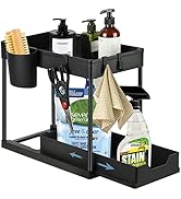 2-Tier Under Sink Organizer with Sliding Drawer, Kitchen Bathroom Sink Storage, Under Cabinet Hol...