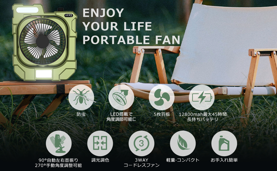 Amazon | 2025年最新型 卓上扇風機 コードレス 12800mAh大容量