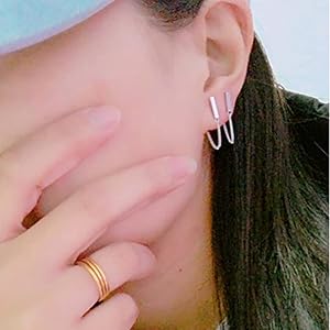 bar earrings with chain