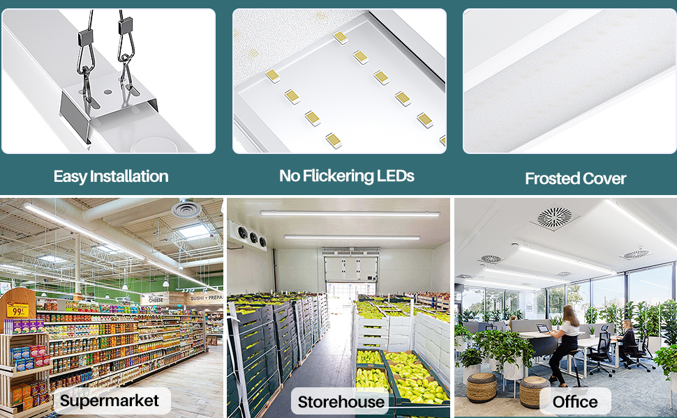 AntLux 8FT LED Shop Lights, 100W [6lamp T8 Fluorescent Equiv.] Compact