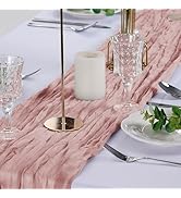 Peomeise Dusty Pink Cheesecloth Table Runner 10 Pack，17x108 Inches Boho Gauze Fabric Table Runner...