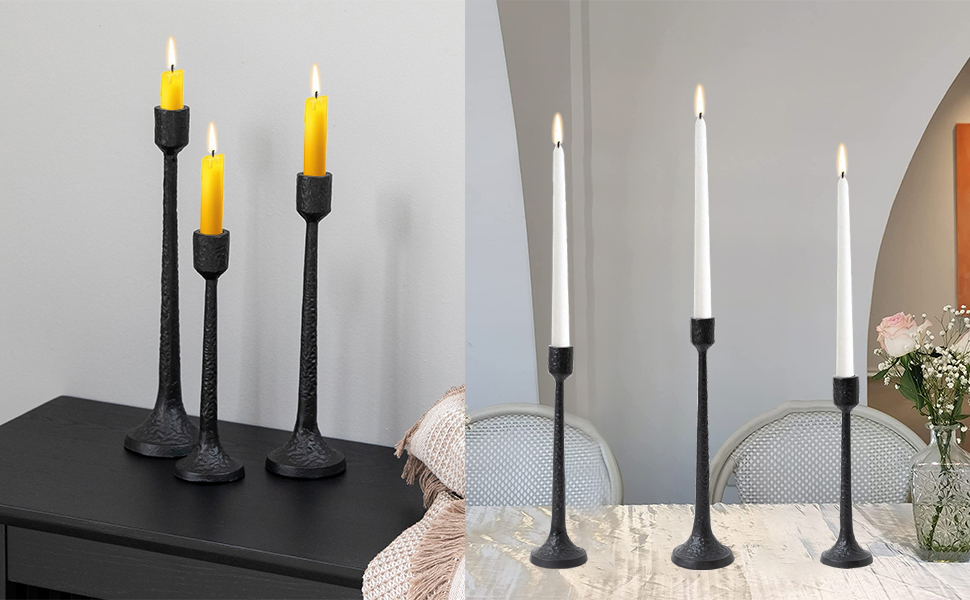 Cast Iron Taper Candle Holder, Rustic Metal Candlestick