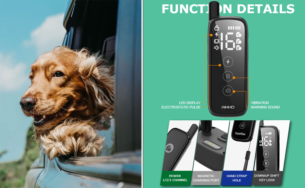 Dog Shock Collar with Remote, Electric Dog Training Collar