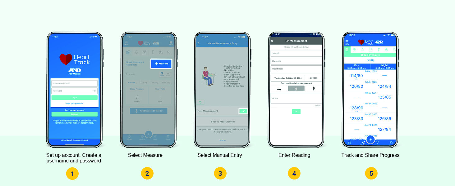 AND Medical One Touch Operation Blood Pressure Monitor UA-660 how to manually log measurement