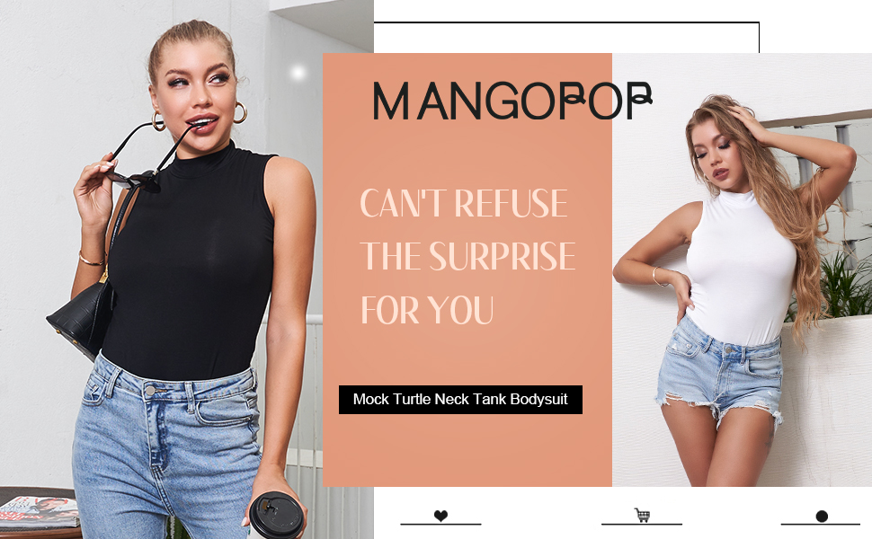 Women's Mock Turtle Neck Long Sleeve / Sleeveless Tank Tops Bodysuit