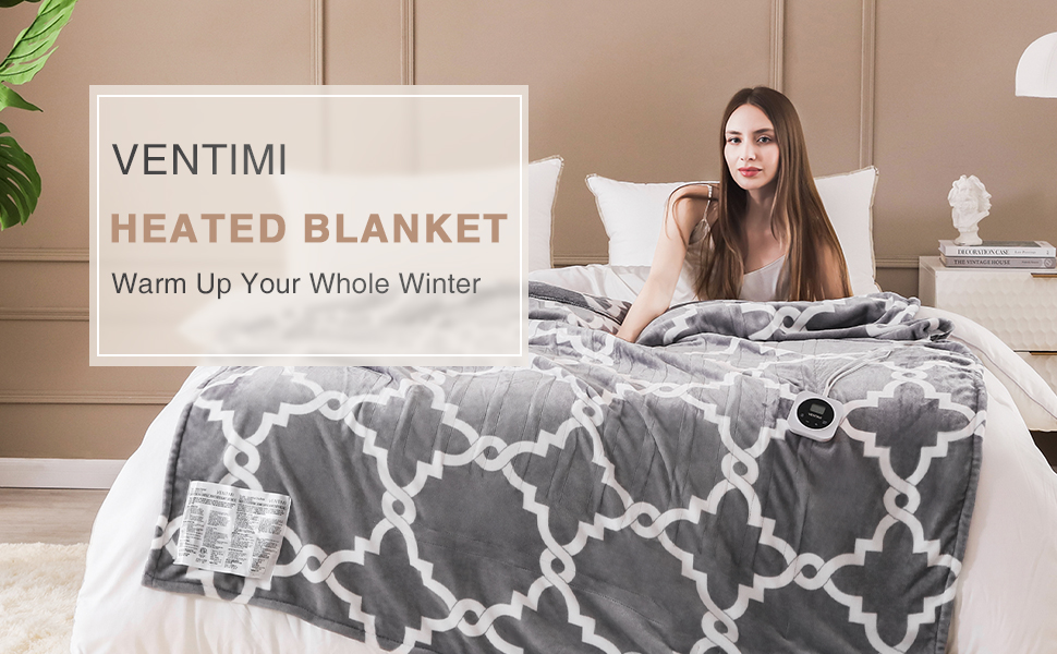 VENTIMI Electric Blanket Twin Size 62"x84", Soft Flannel