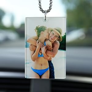 Custom Rectangle Car Rear View Mirror Hanging Ornament