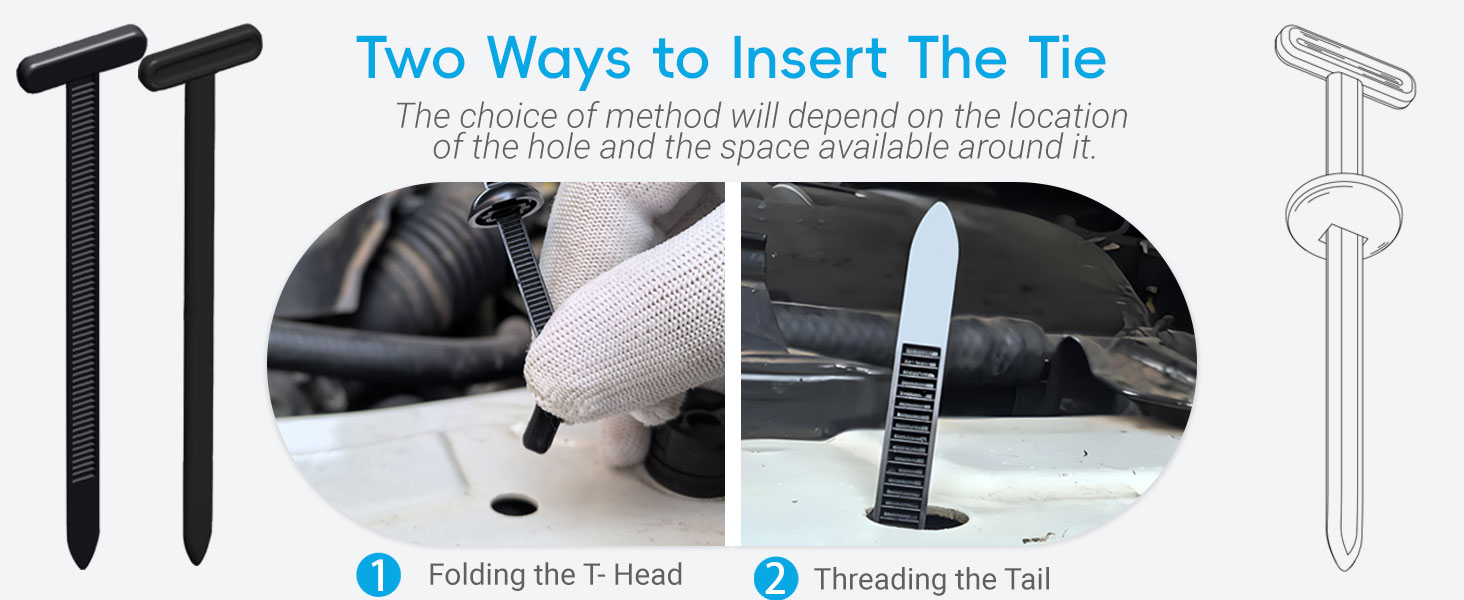 Two ways to insert the tie