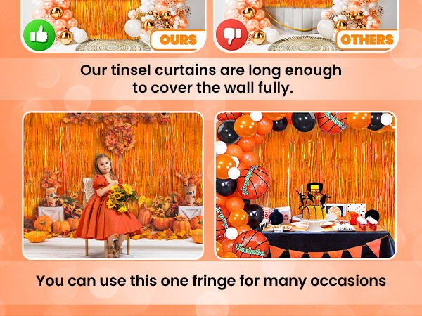 orange backdrop orange foil fringe orange streamers halloween decorations basket ball decorations