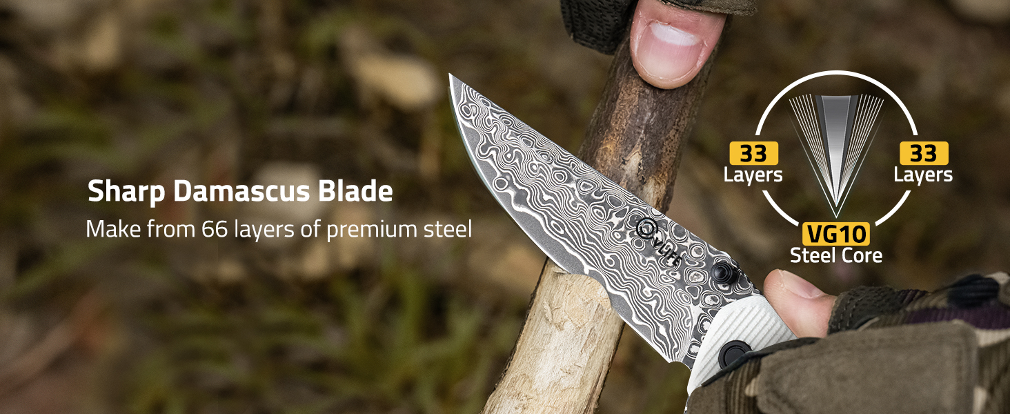 Sharp damascus blade - CVLIFE Damascus Pocket Folding Knife 3.26 Inches Sharp Blade