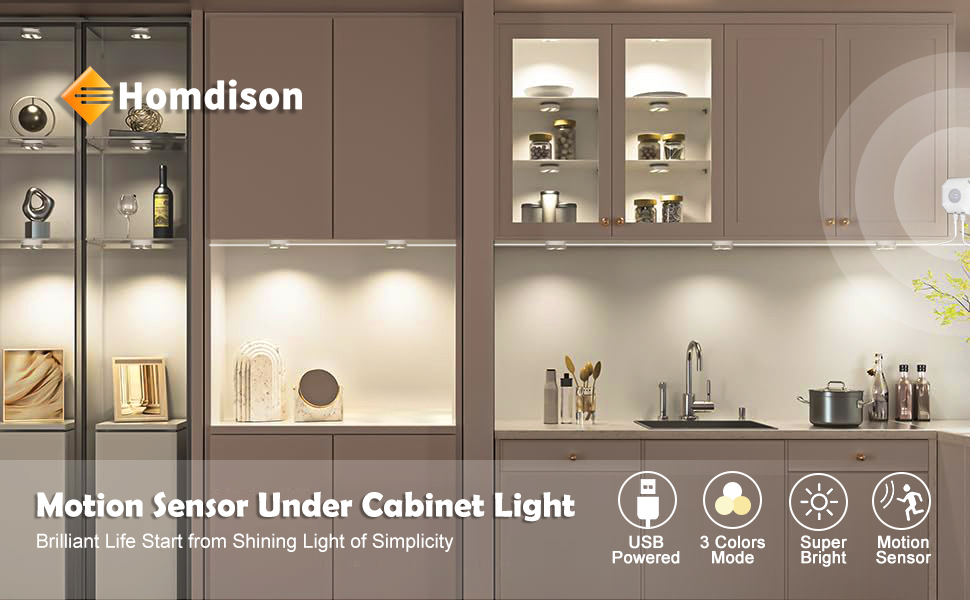 LED Under Lights, 8 Pack LED Puck Light Indoor Motion Sensor