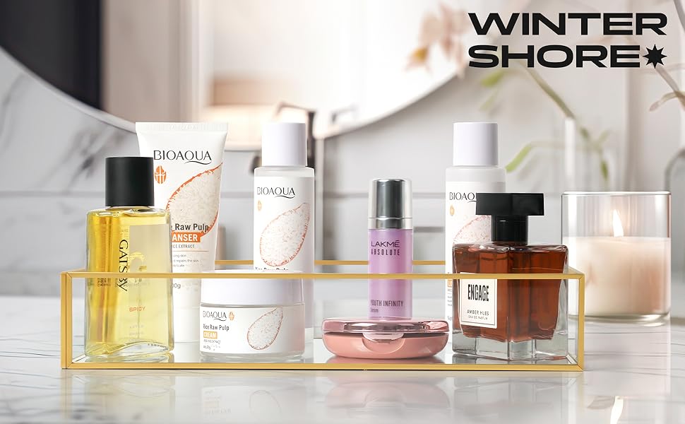 Plateau Decoratif Doré Rectangulaire avec Bord Doré