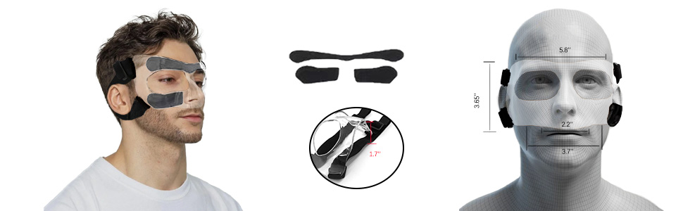 KEDAO Nose Guard for Broken Nose, Adjustable Basketball Face Shield Mask