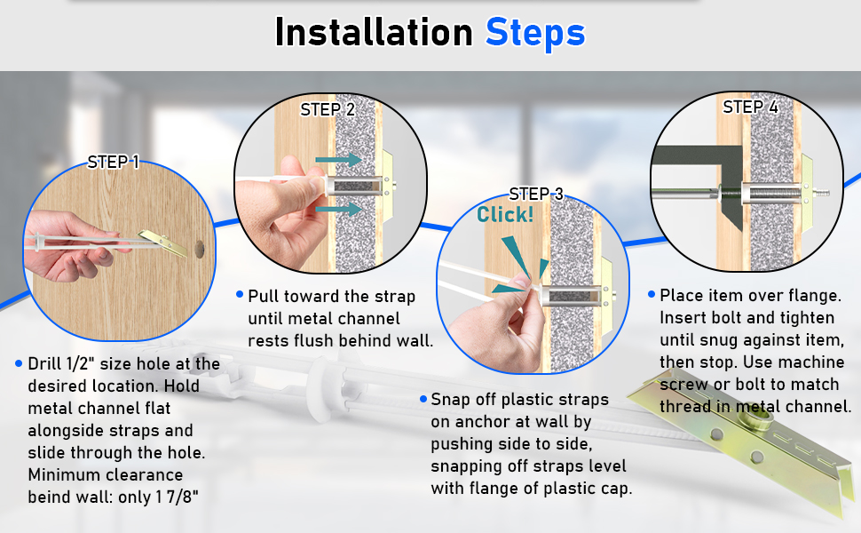 Drywall Anchor with Included Bolts for 1/4”20, Heavy Duty Hollow Drywall Anchors