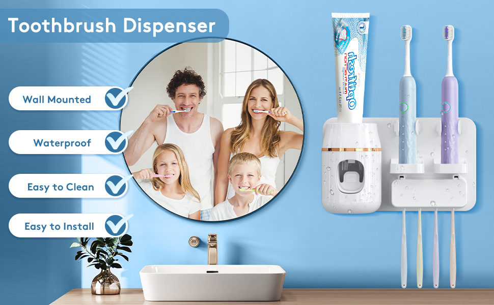 Toothpaste Dispenser, Versatile Toothbrush Holder for Bathroom Wall