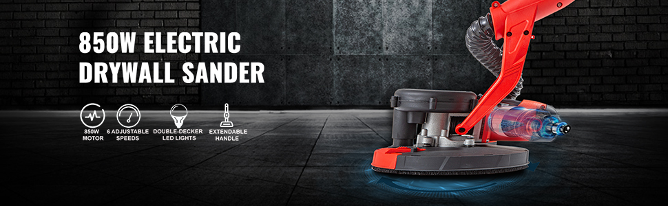 VEVOR Ponceuse Orbitale Filaire 850W, Ponceuse Excentrique Filaire à LED 10 ponceuse orbitale