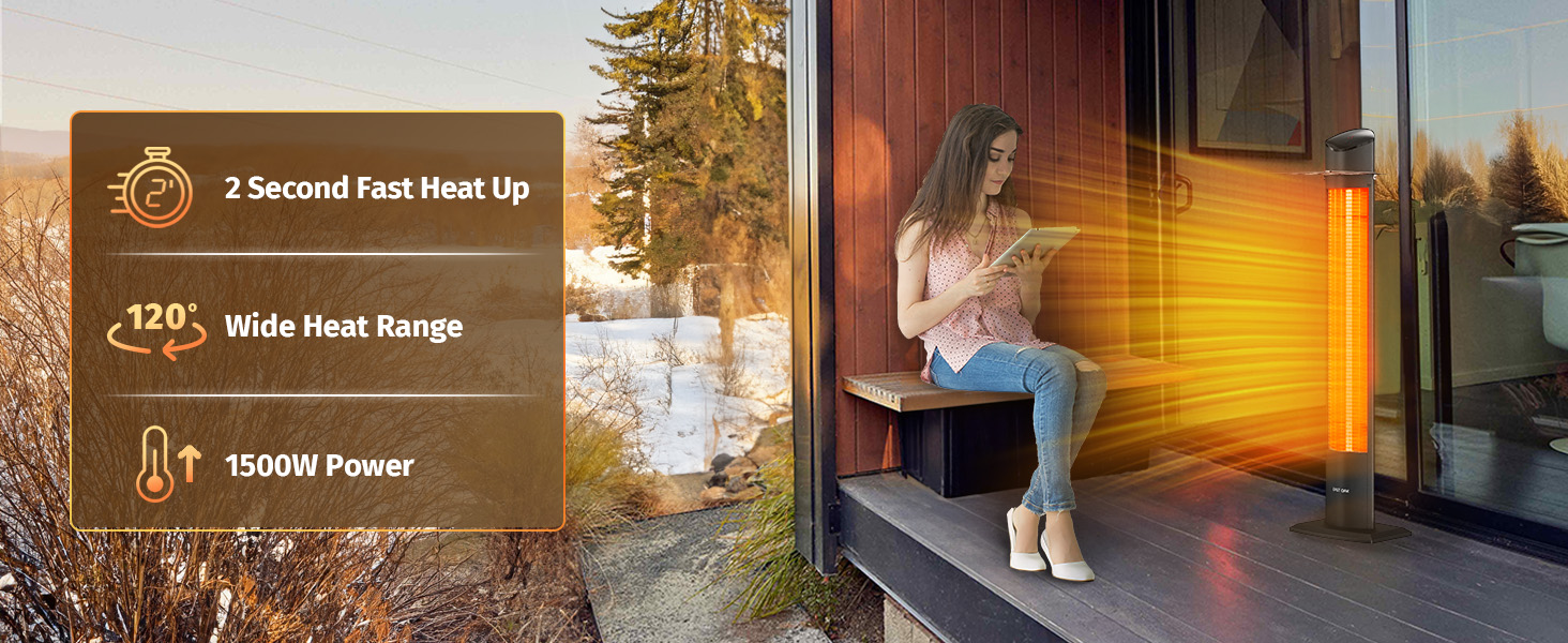 EAST OAK Electric Outdoor Heater, 1500W Portable Patio