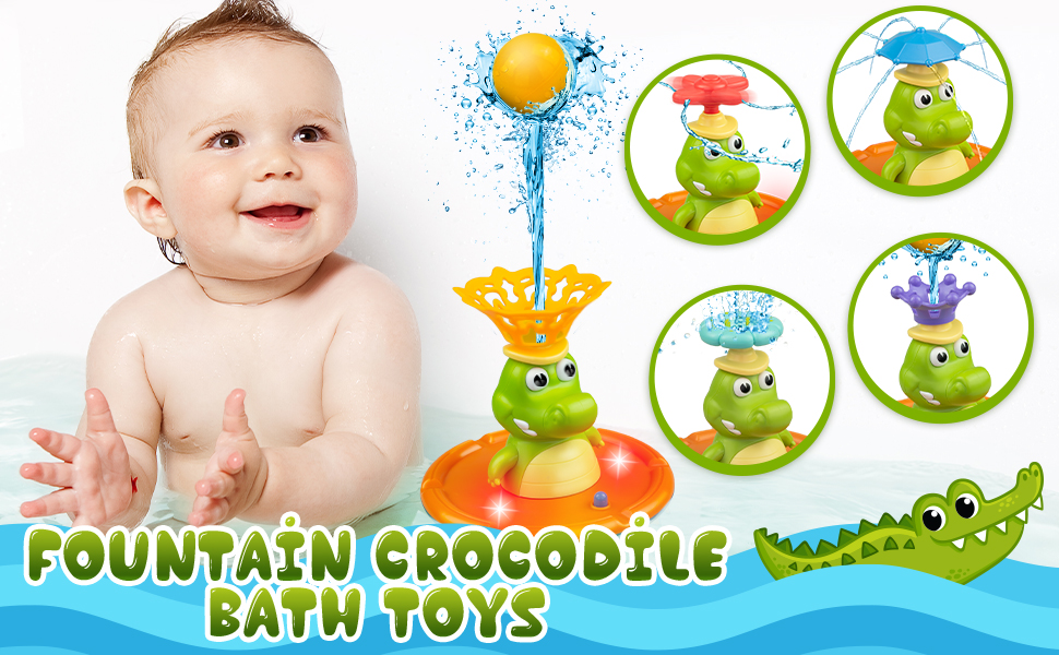 Fountain Crocodile Baby Bath Toys for Toddlers 13, 5 Modes